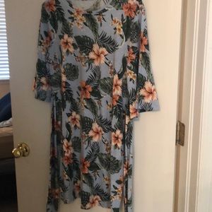 Tropical flower print summer dress